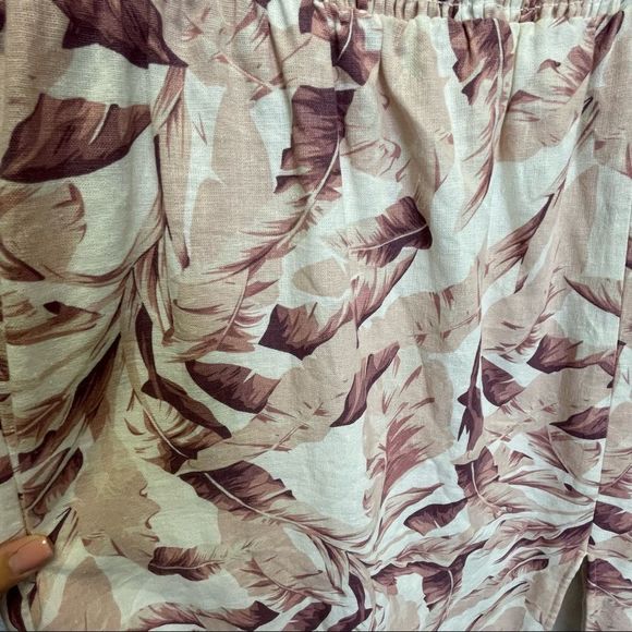 House of Harlow 1960 Womens Large Dress Midi Pink Floral Leaves Puff Sleeves - Picture 11 of 13